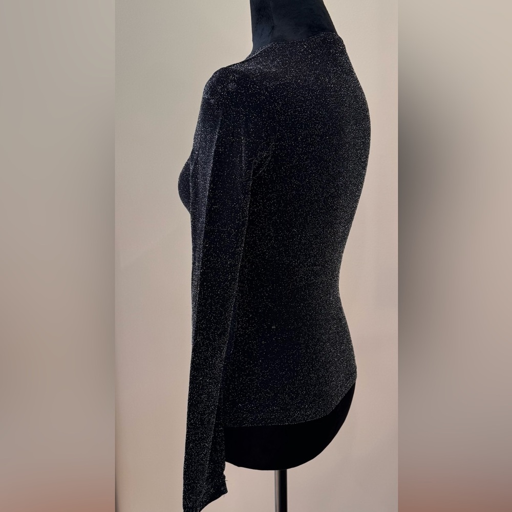 By choice California ladies Elegant Black Glitter pullover top size M 90s stretc - Picture 5 of 16